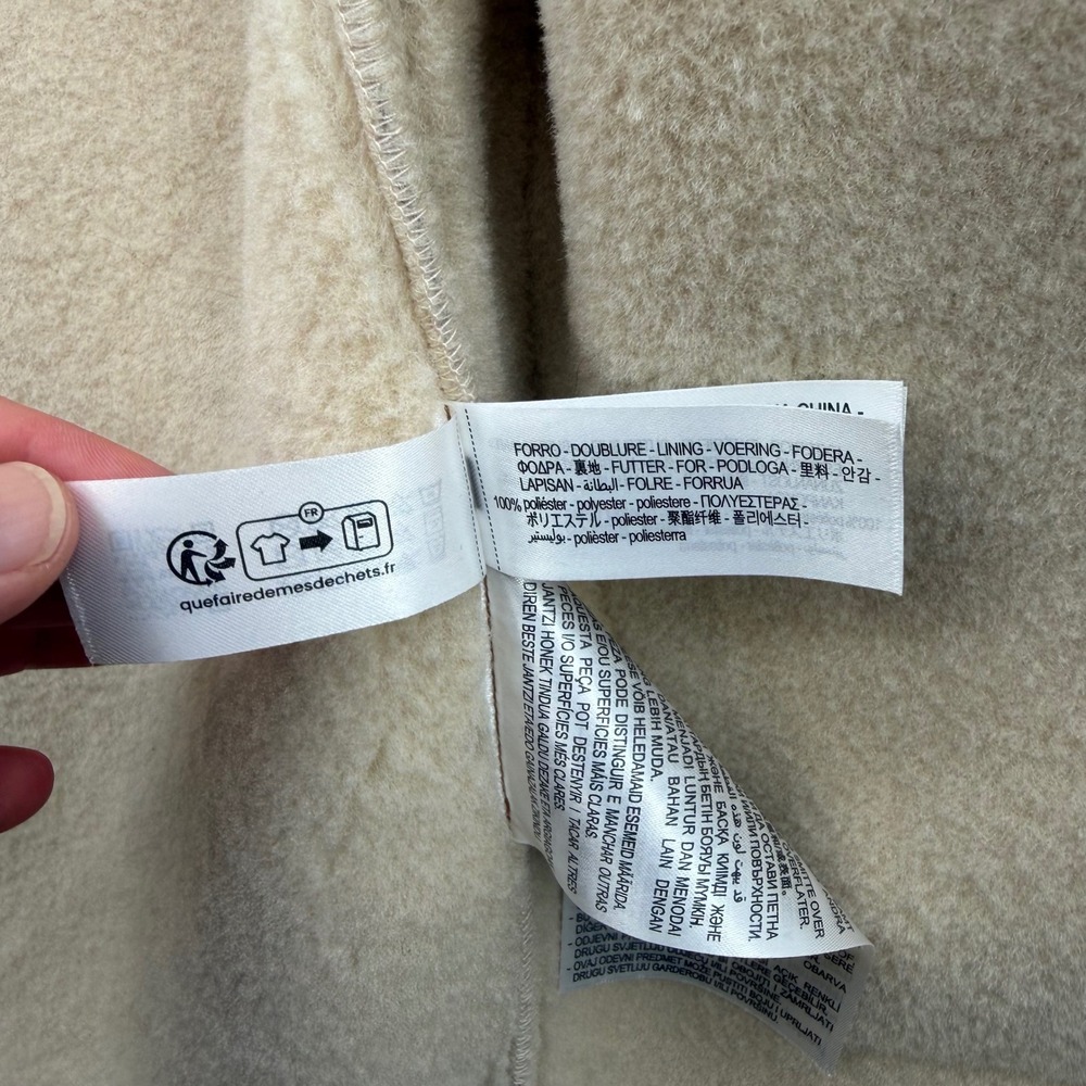 Zara Faux Suede Shearling Coat Tan Brown Button Front Jacket XS 6318/257/751 - Picture 10 of 11